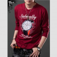 T shirt Homme Rouge manches longues imprimé montre Taille M